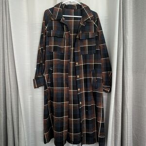 Plaid Button-Up Shirt Dress